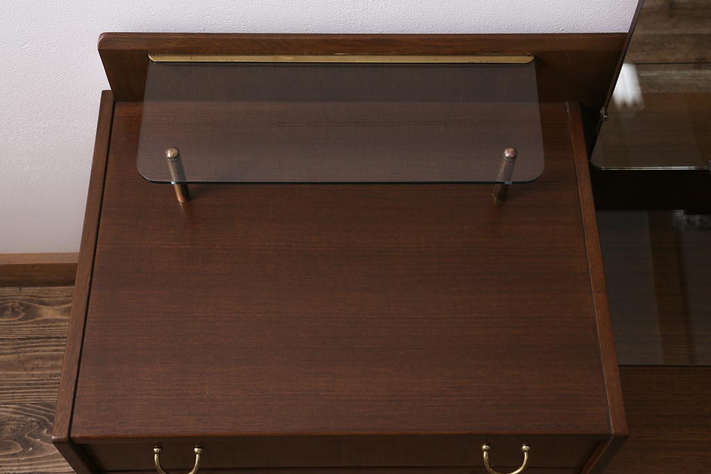ヴィンテージ家具　北欧ビンテージ　G-PLAN(ジープラン)　BB(Black&Brass)シリーズ　希少!ユニセックスなデザインが魅力のドレッシングテーブル(姿見、ドレッサー、化粧台)(R-043482)