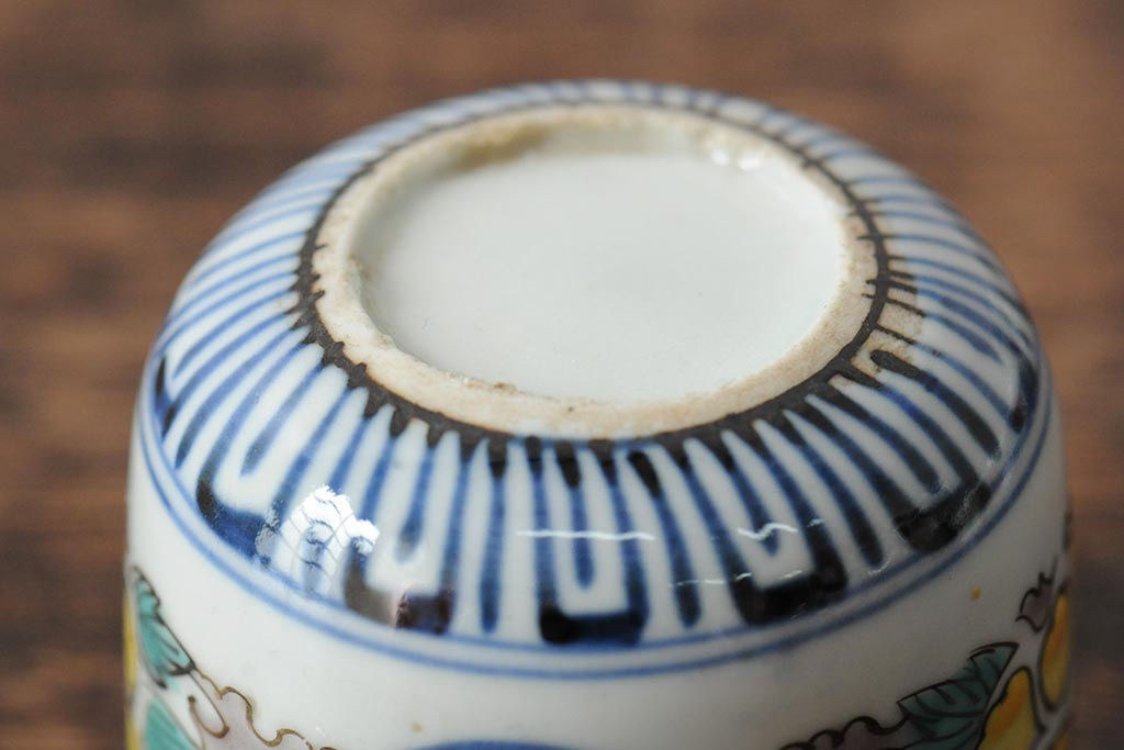 アンティーク雑貨 江戸期 古伊万里 丸福色絵猪口5個(酒器向付)(R