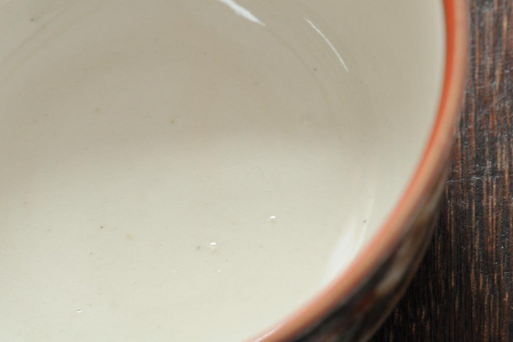 アンティーク雑貨　明治期　九谷焼赤絵蓋茶碗3客(和食器)(R-043515)