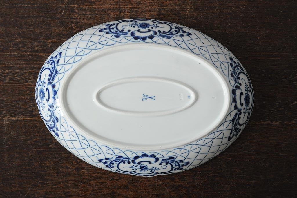 MEISSEN(マイセン)　ブルーオニオン　オーバルプレート　31cm(大皿、洋食器)(R-043520)