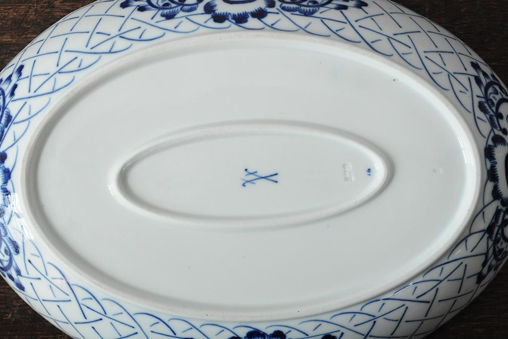 MEISSEN(マイセン)　ブルーオニオン　オーバルプレート　31cm(大皿、洋食器)(R-043520)