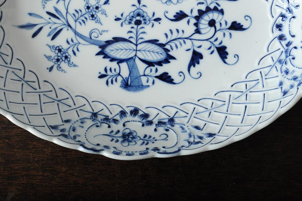 MEISSEN(マイセン)　ブルーオニオン　オーバルプレート　31cm(大皿、洋食器)(R-043520)