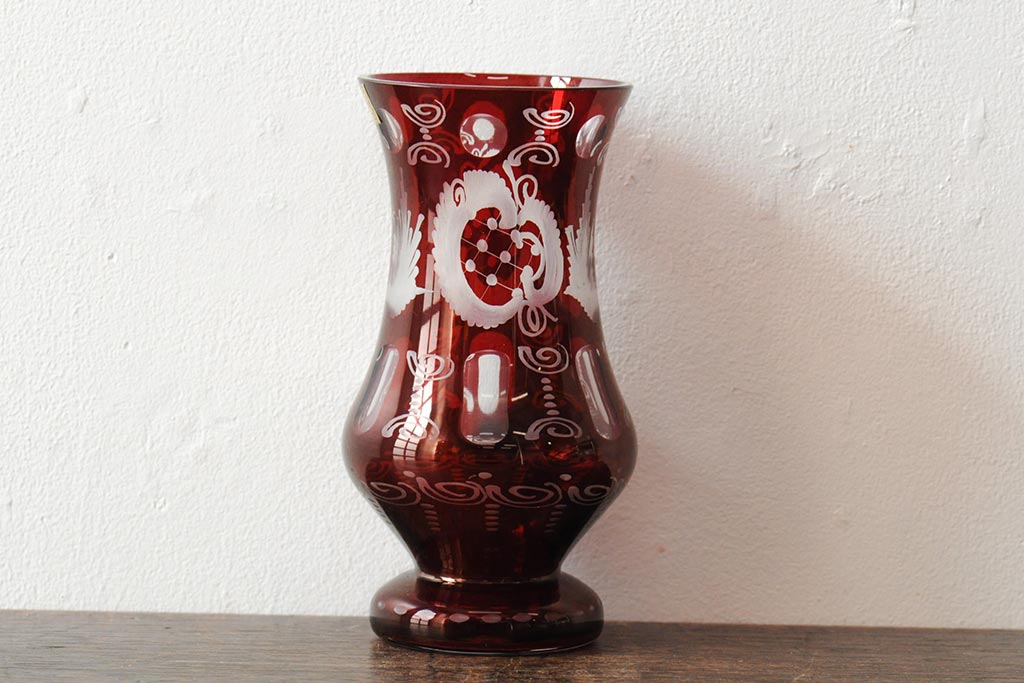 Egermann(エーゲルマン) チェコスロバキア製 ボヘミアガラス 花瓶(ボヘミアグラス、ボヘミアンガラス)(R-043524) | ラフジュ工房