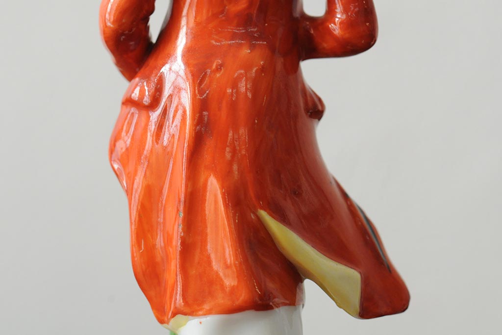 アンティーク雑貨　民族衣装　マジシャン　人物　陶器の置物3点セット(オブジェ、ペン立て、小物入れ、ディスプレイ雑貨)(R-043550)