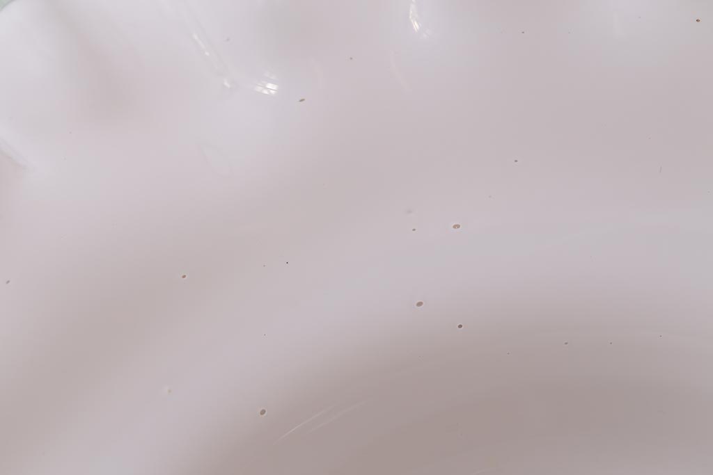 アンティーク照明　昭和初期　おたるガラス　緑縁　フリルシェードの天井照明(北一硝子?ランプシェード、電笠、花笠)(R-043588)