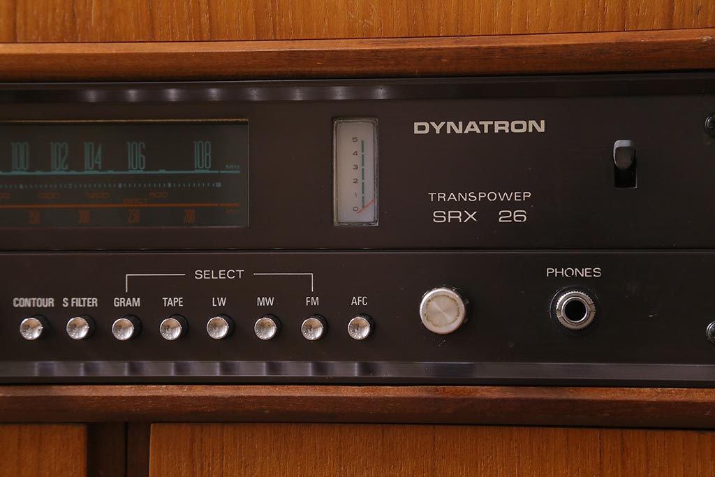 ジャンク品　イギリスビンテージ　Dynatron Radio Ltd・GOLDRING Lenco GL72　オーディオ機器付きキャビネット(ラジオグラム、レコードプレイヤー、ミュージックキャビネット、ヴィンテージ)(R-043607)