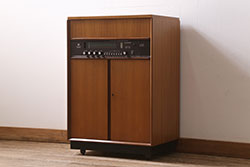 ジャンク品　イギリスビンテージ　Dynatron Radio Ltd・GOLDRING Lenco GL72　オーディオ機器付きキャビネット(ラジオグラム、レコードプレイヤー、ミュージックキャビネット、ヴィンテージ)(R-043607)