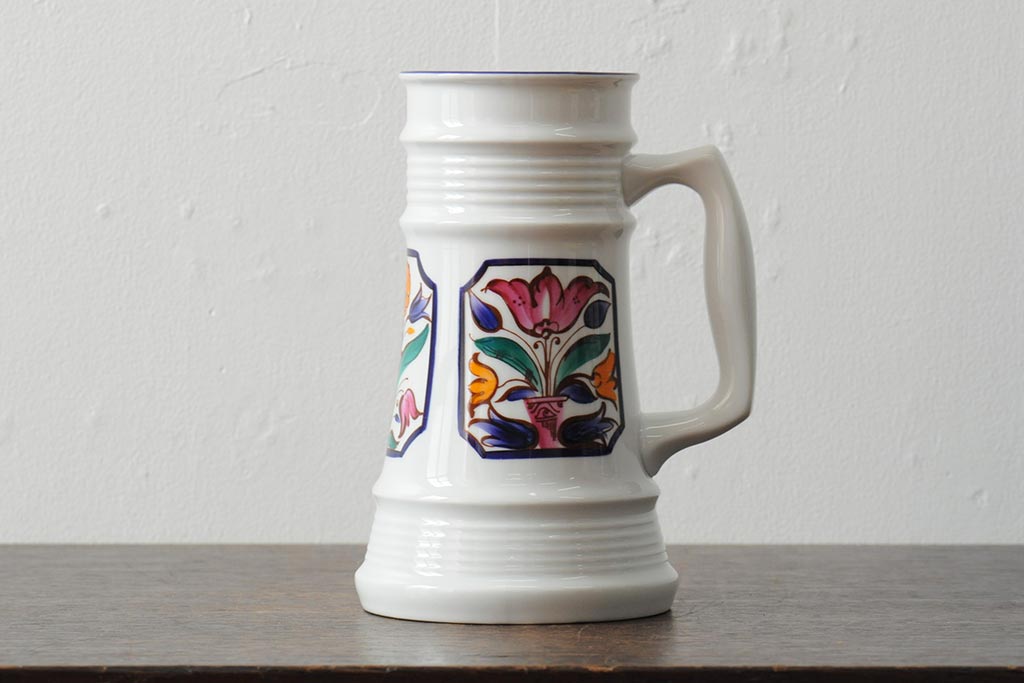 アンティーク雑貨　ハンガリー　ALFOLDIPORCELAIN(アルフルディ)　花瓶(花器、フラワーベース)(R-043614)