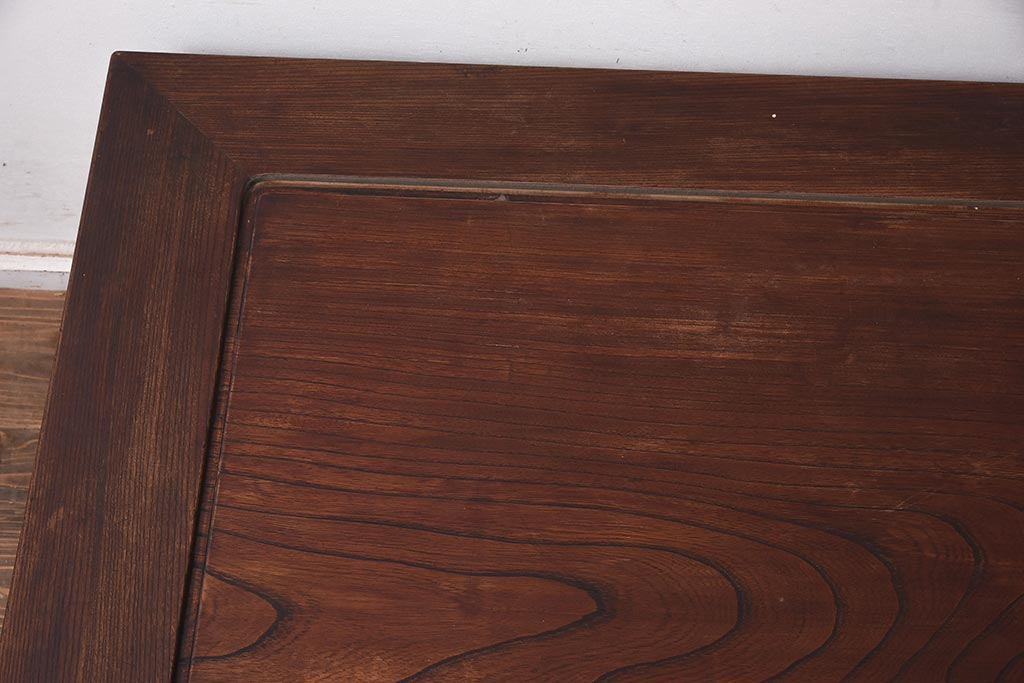 アンティーク家具　昭和中期　総ケヤキ材　くっきりとした杢目が魅力の座卓(ローテーブル、センターテーブル)(R-043692)