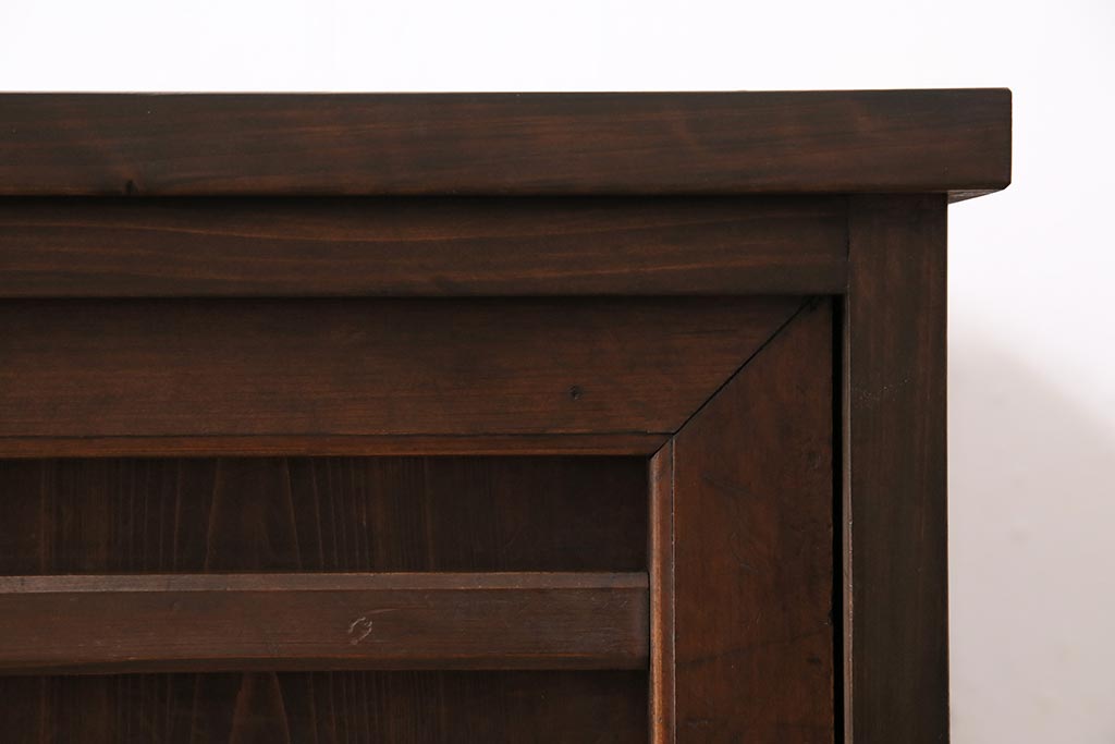 ラフジュ工房オリジナル　古建具リメイク　前板栗材　引き出し付き　和レトロなキャビネット(水屋、収納棚、戸棚)(R-043701)