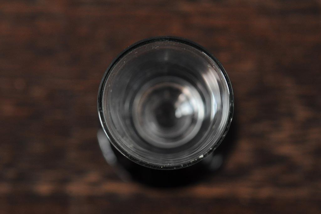 大正期　黒エナメル足　リキュールグラス3客セット(和ガラス、酒器)(R-043728)