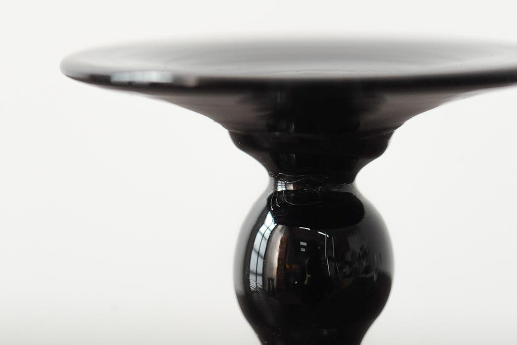 大正期　黒エナメル足　リキュールグラス3客セット(和ガラス、酒器)(R-043728)