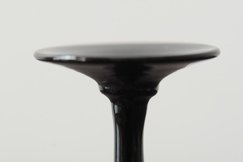 大正期　黒エナメル足　リキュールグラス3客セット(和ガラス、酒器)(R-043728)