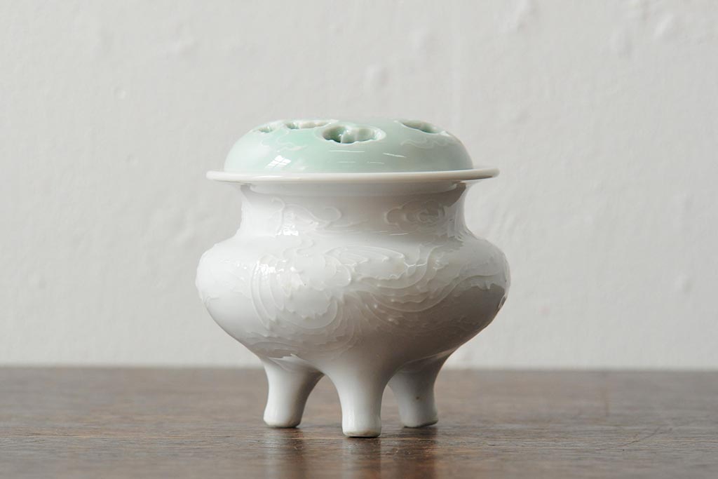 善夫銘　鳳香炉(白磁、青磁、共箱、茶道具)(R-043731)