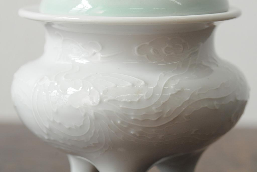善夫銘　鳳香炉(白磁、青磁、共箱、茶道具)(R-043731)