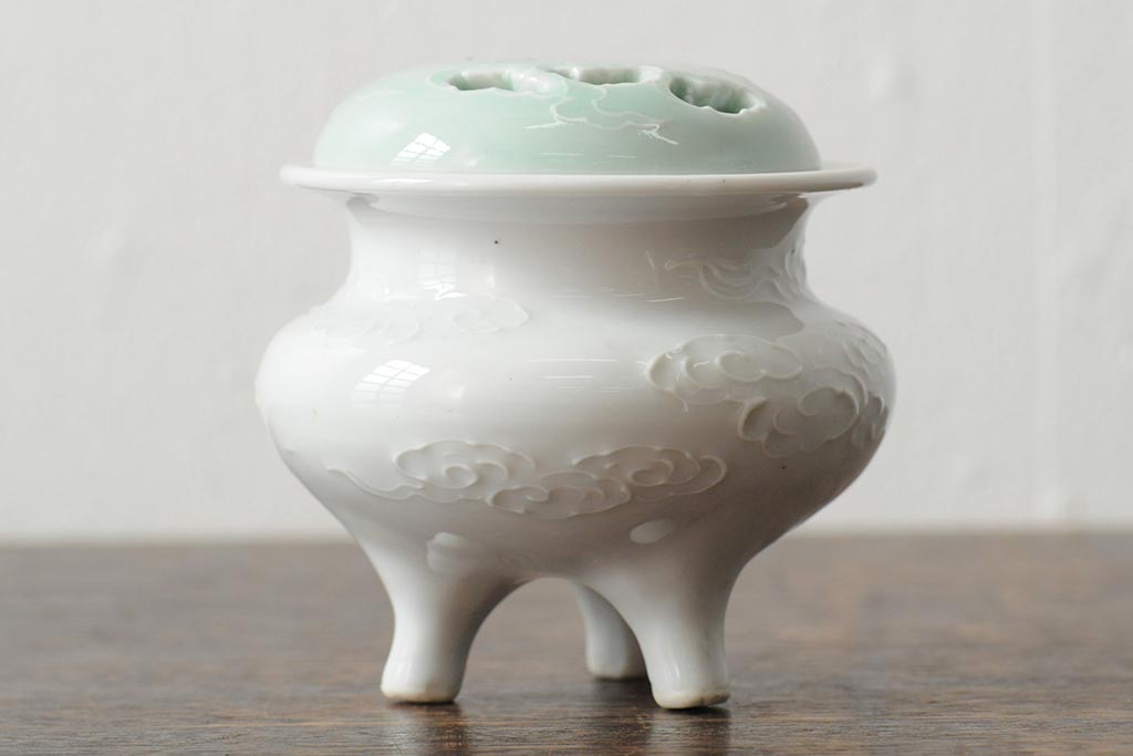 善夫銘　鳳香炉(白磁、青磁、共箱、茶道具)(R-043731)