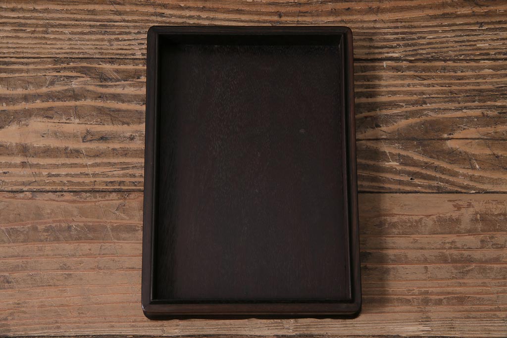 昭和中期　和製アンティーク　縞黒檀　指物　高級感漂う文箱(収納箱、小箱、小物収納)(R-043747)