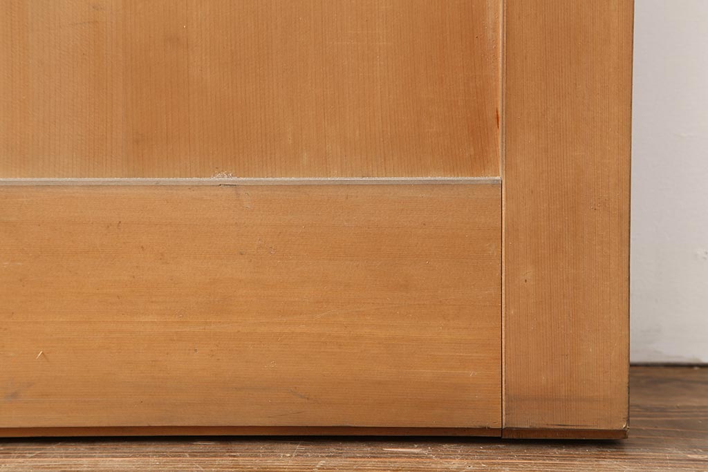レトロ建具　和製ビンテージ　昭和後期　ヒノキ材　すりガラス　大振りサイズのガラス戸1枚(引き戸)(R-043752)