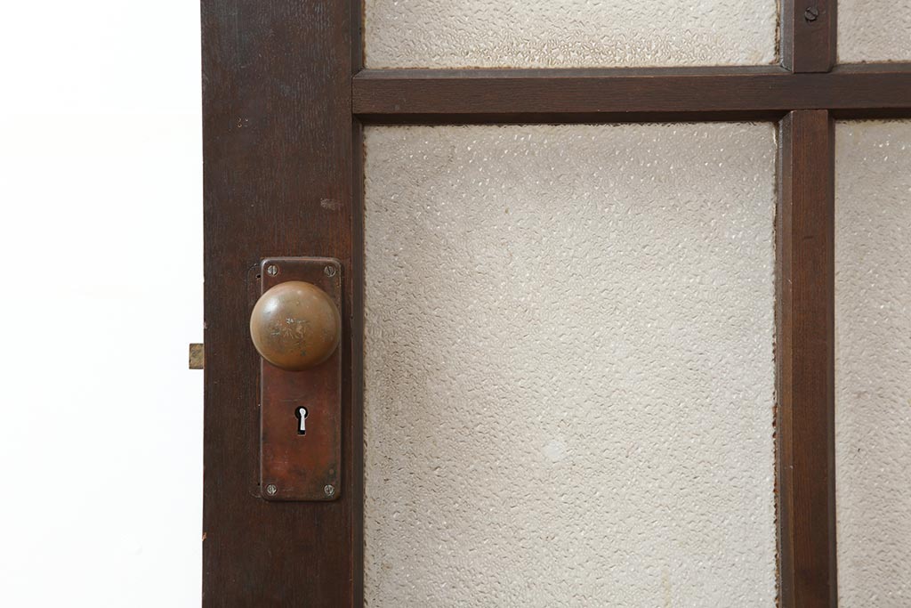アンティーク建具　ナラ材　クラシカルなお部屋にも合う昭和初期の木製ドア(ガラス扉、建具)(R-043762)