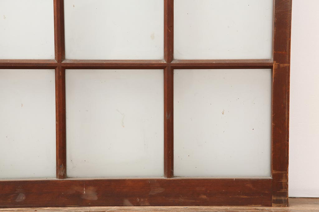 アンティーク建具　和レトロ　味わいとシンプルさが魅力のガラス戸2枚セット(引き戸、建具)(R-043779)