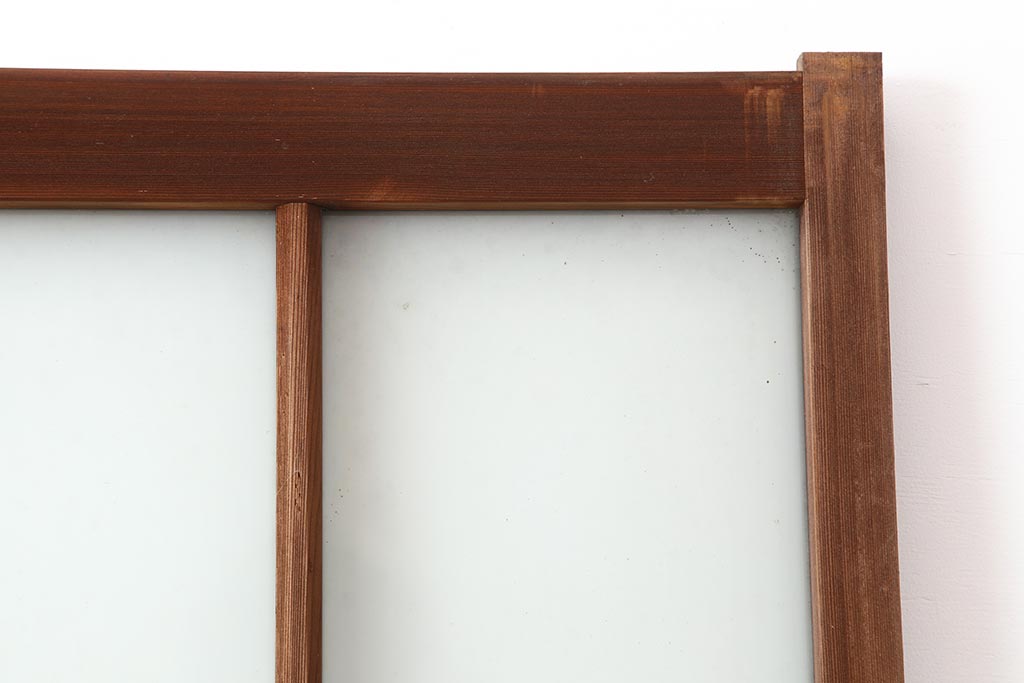 アンティーク建具　和レトロ　味わいとシンプルさが魅力のガラス戸2枚セット(引き戸、建具)(R-043790)