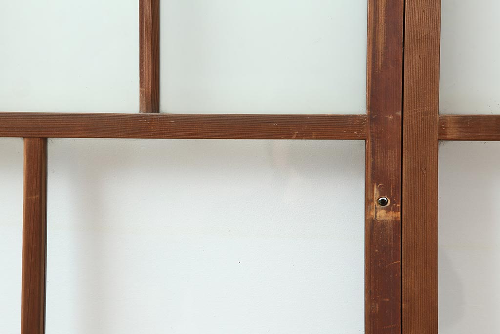 アンティーク建具　和レトロ　味わいとシンプルさが魅力のガラス戸2枚セット(引き戸、建具)(R-043790)