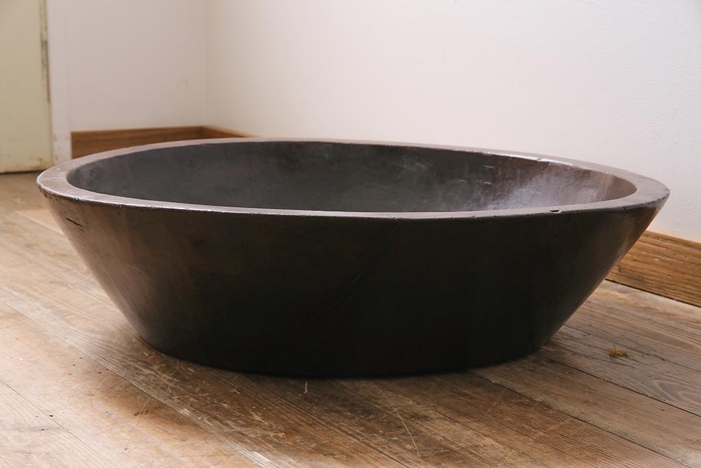 古民具　骨董　和製アンティーク　大正昭和初期　木製のこね鉢(木鉢)(R-043799)