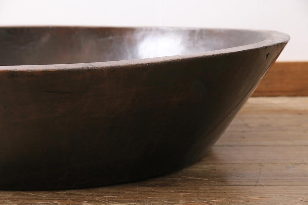 古民具　骨董　和製アンティーク　大正昭和初期　木製のこね鉢(木鉢)(R-043799)