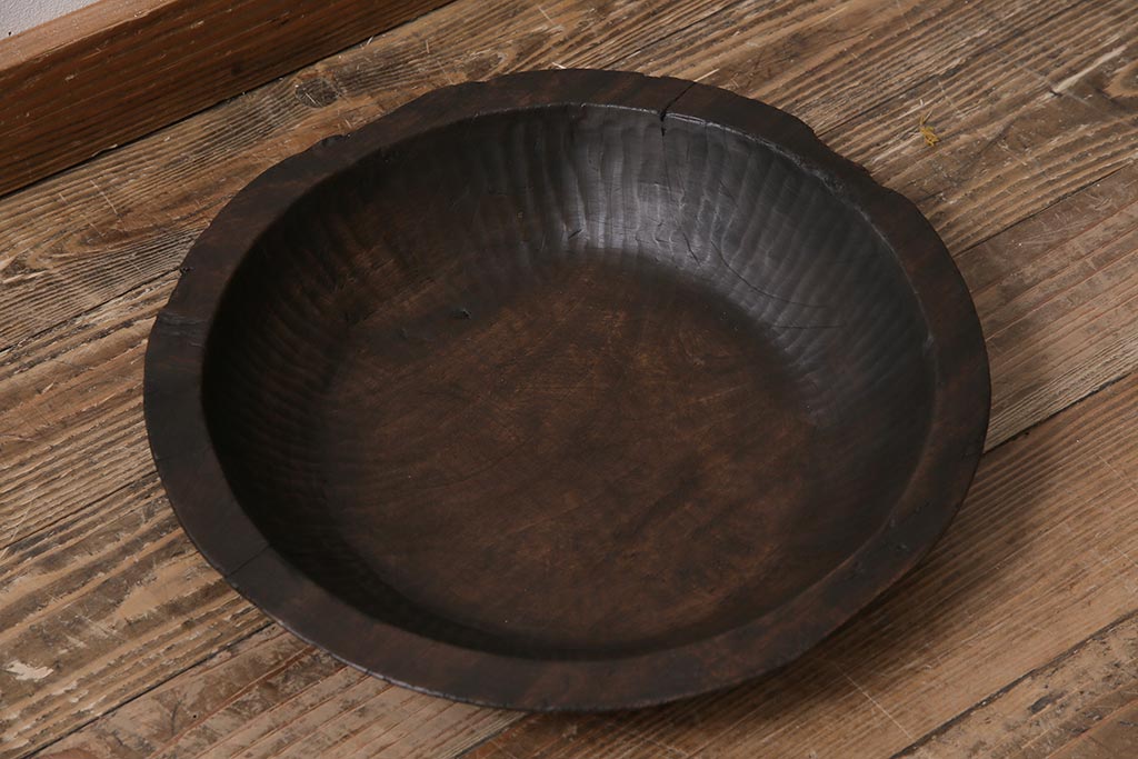 古民具　骨董　和製アンティーク　大正昭和初期　木製のこね鉢(木鉢)(R-043802)