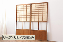アンティーク建具　昭和初期　総ヒノキ材　上手物!凛とした佇まいが魅力の木製ドア(ガラス扉)(R-044951)