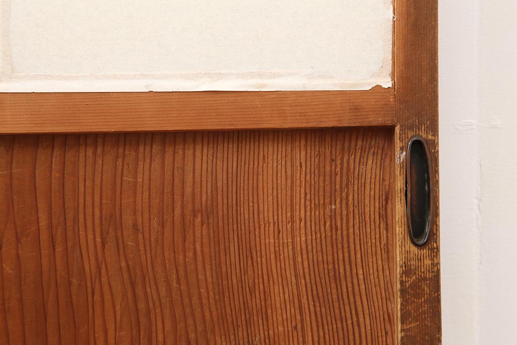 ビンテージ建具　杉材　和レトロな空間づくりにおすすめな障子戸2枚セット(引き戸、建具)(R-043813)