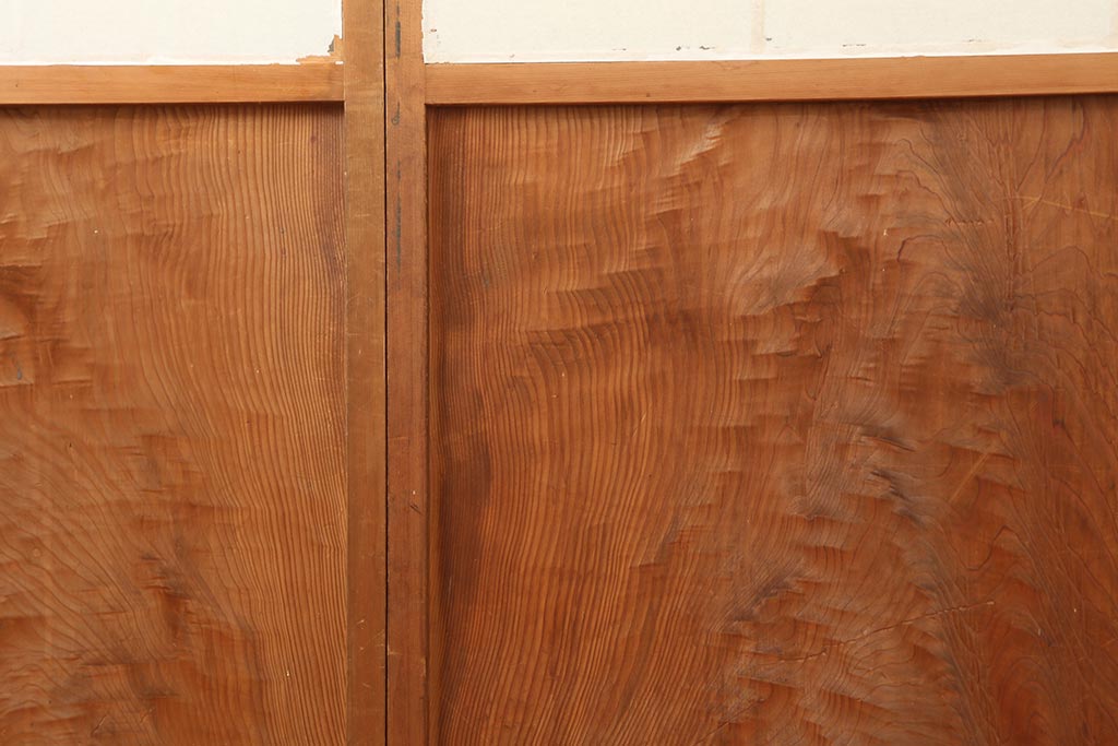 ビンテージ建具　杉材　和レトロな空間づくりにおすすめな障子戸2枚セット(引き戸、建具)(R-043813)