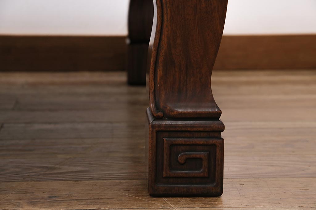ビンテージ家具　民芸家具　昭和中期　カリン材　艷やかで美しい木肌が魅力的な座卓(ローテーブル、センターテーブル、花梨材)(R-043814)