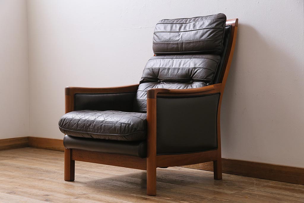ヴィンテージ家具　オールドマルニ　maruni(マルニ木工)　スタイリッシュなデザインが魅力の一人掛けソファ(1シーター、1Pソファ、ビンテージ)(R-043823)