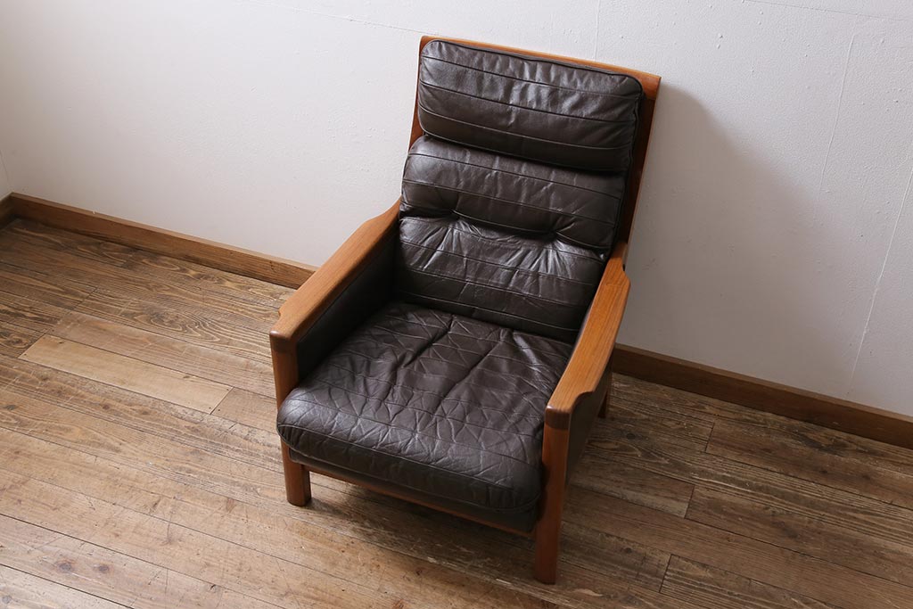ヴィンテージ家具　オールドマルニ　maruni(マルニ木工)　スタイリッシュなデザインが魅力の一人掛けソファ(1シーター、1Pソファ、ビンテージ)(R-043823)