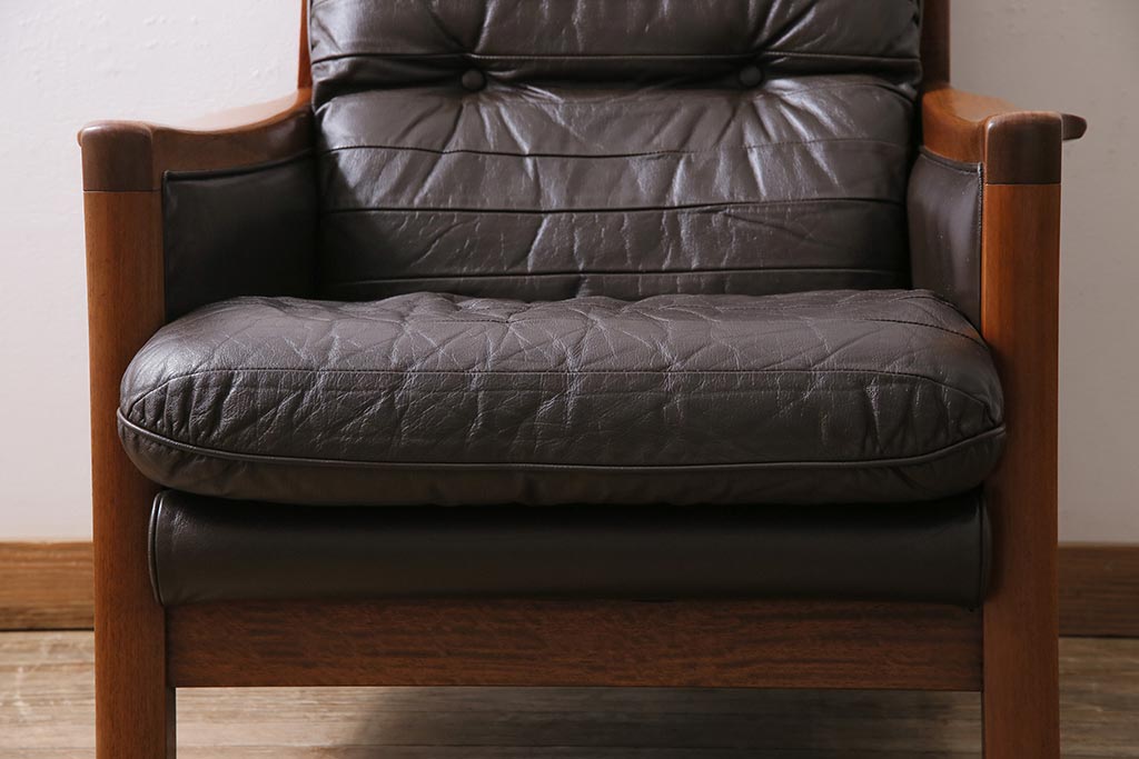 ヴィンテージ家具　オールドマルニ　maruni(マルニ木工)　スタイリッシュなデザインが魅力の一人掛けソファ(1シーター、1Pソファ、ビンテージ)(R-043823)