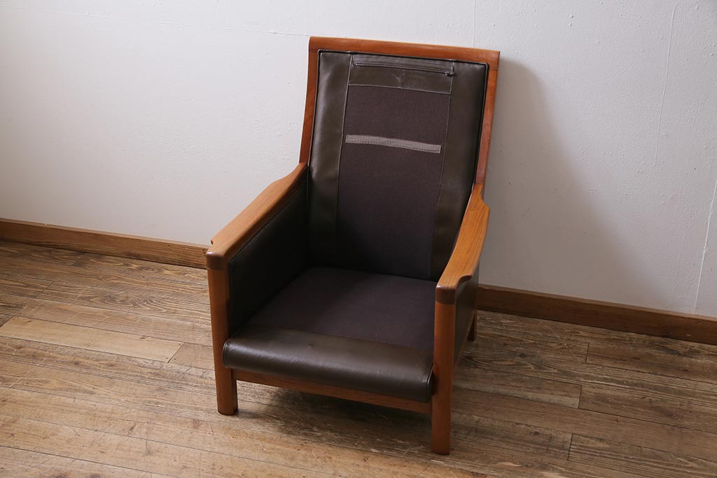 ヴィンテージ家具　オールドマルニ　maruni(マルニ木工)　スタイリッシュなデザインが魅力の一人掛けソファ(1シーター、1Pソファ、ビンテージ)(R-043823)