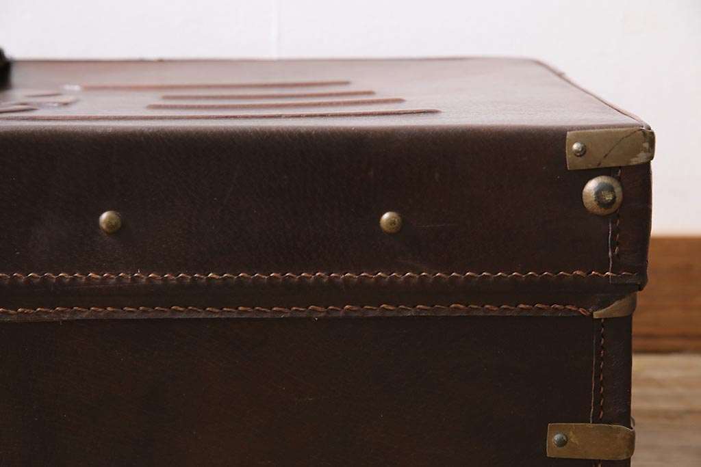 アンティーク雑貨　昭和初期　凝ったデザインがお洒落なトランク(鞄、カバン、収納、ディスプレイ)(R-043844)