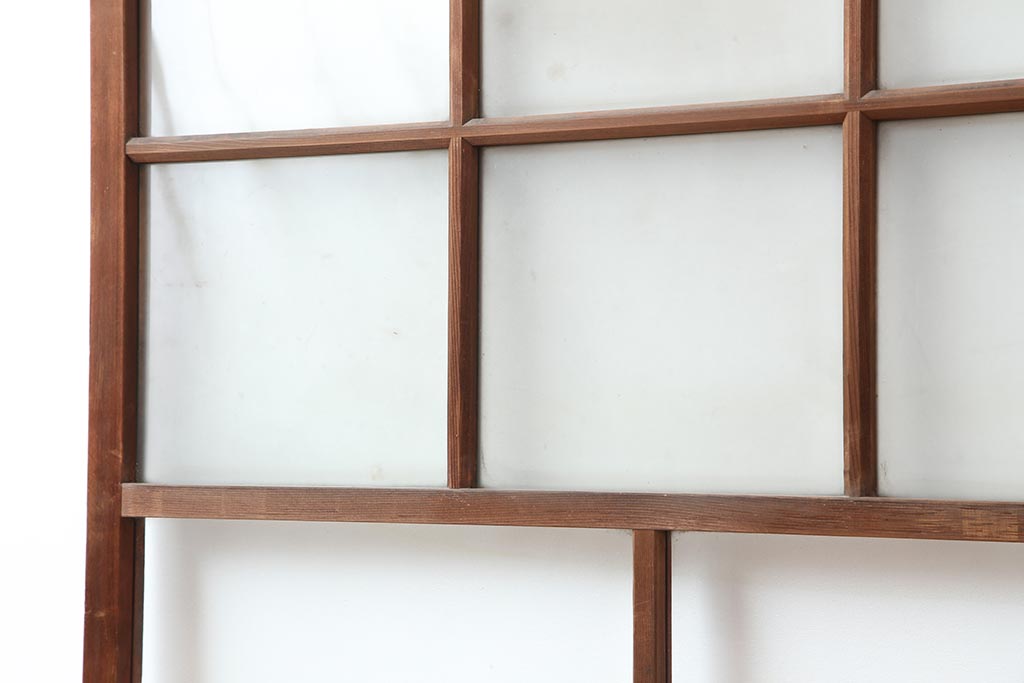アンティーク建具　和レトロ　味わいとシンプルさが魅力のガラス戸2枚セット(引き戸、建具)(R-043847)