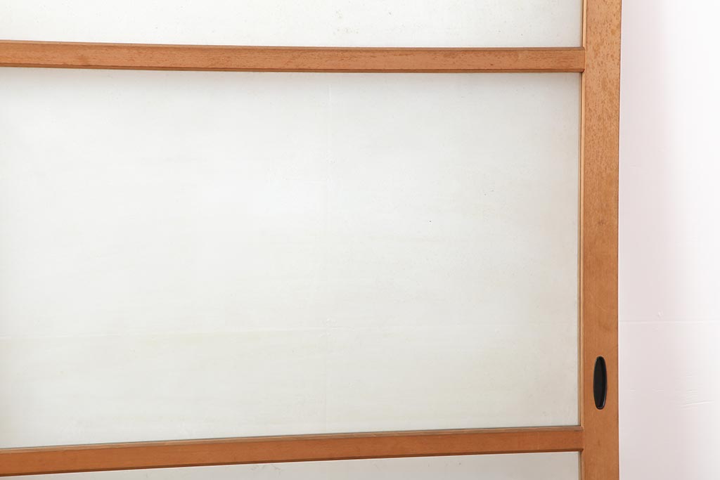 レトロ建具　昭和レトロ　昭和後期　ヒノキ材　素朴な風合いが魅力のガラス戸2枚セット(引き戸、玄関戸)(R-043849)