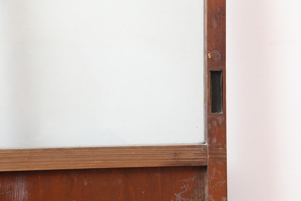 アンティーク建具　昭和初期　木味が魅力のレトロなガラス戸2枚セット(建具、引き戸)(R-043852)