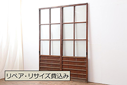 アンティーク建具　昭和中期　シンプルで味わい深い木製ドア1枚(扉)(R-056194)