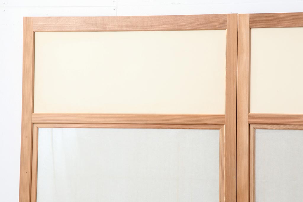 中古　昭和後期　桐紋　明るい和の空間を演出する組子障子戸4枚セット(引き戸、建具)(R-043864)