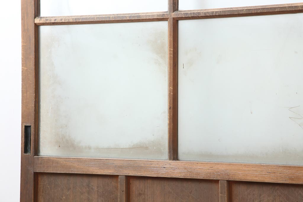 アンティーク建具　昭和初期　レトロな佇まいが魅力のガラス戸2枚セット(建具、引き戸)(R-043870)