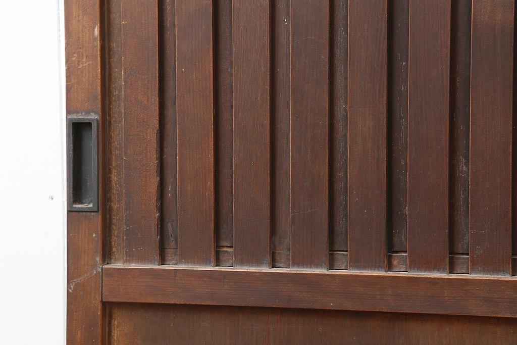 アンティーク建具　明治大正期　ヒノキ材の無双戸2枚セット(無双窓、帯戸、建具、引き戸)(R-043881)