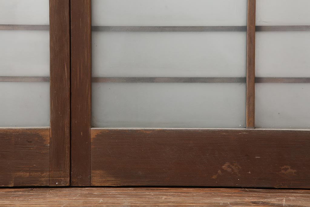 アンティーク建具　昭和中期　すりガラス　光をたくさん取り込めるガラス戸4枚セット(引き戸、建具)(R-043885)