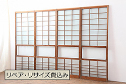 アンティーク建具　レトロな空間づくりにオススメのガラス戸1枚(ガラス扉、ドア、木製扉)(R-073456)