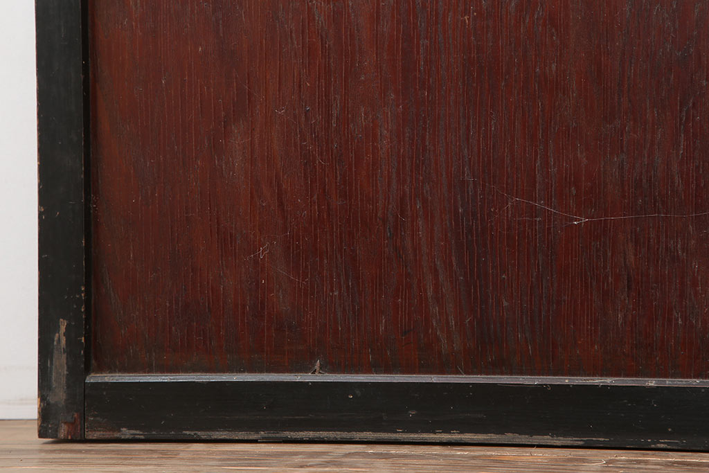 アンティーク建具　昭和初期　結霜ガラス・レトロガラス入り　珍しいデザインの障子戸2枚セット(引き戸)(R-043892)
