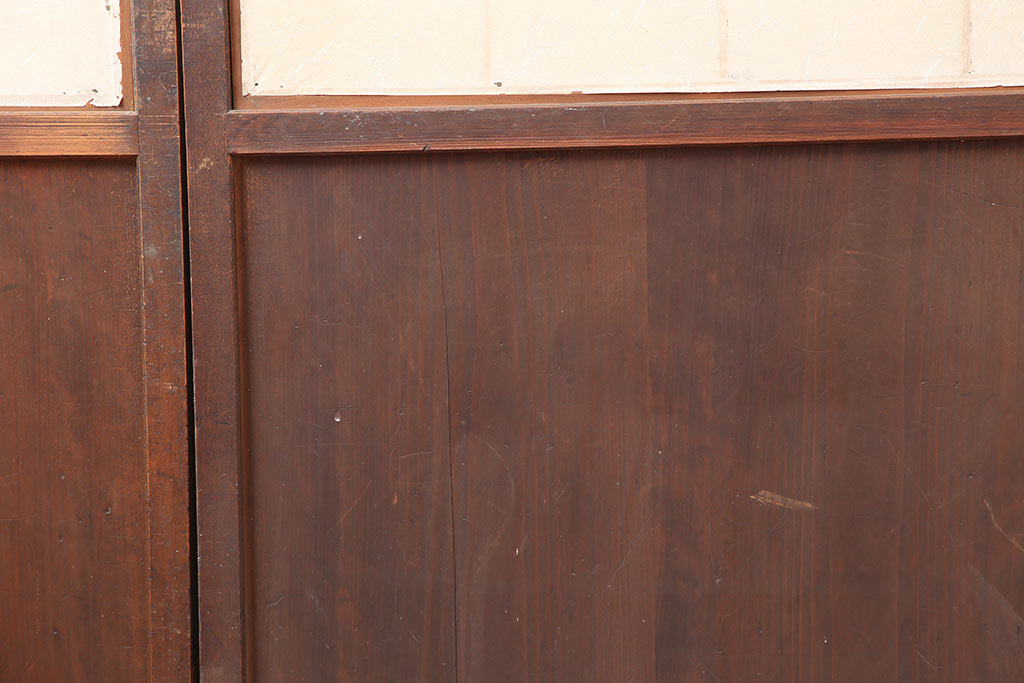 アンティーク建具　大正期　レトロな雰囲気満載の障子戸4枚セット(帯戸、格子戸、引き戸)(R-043941)