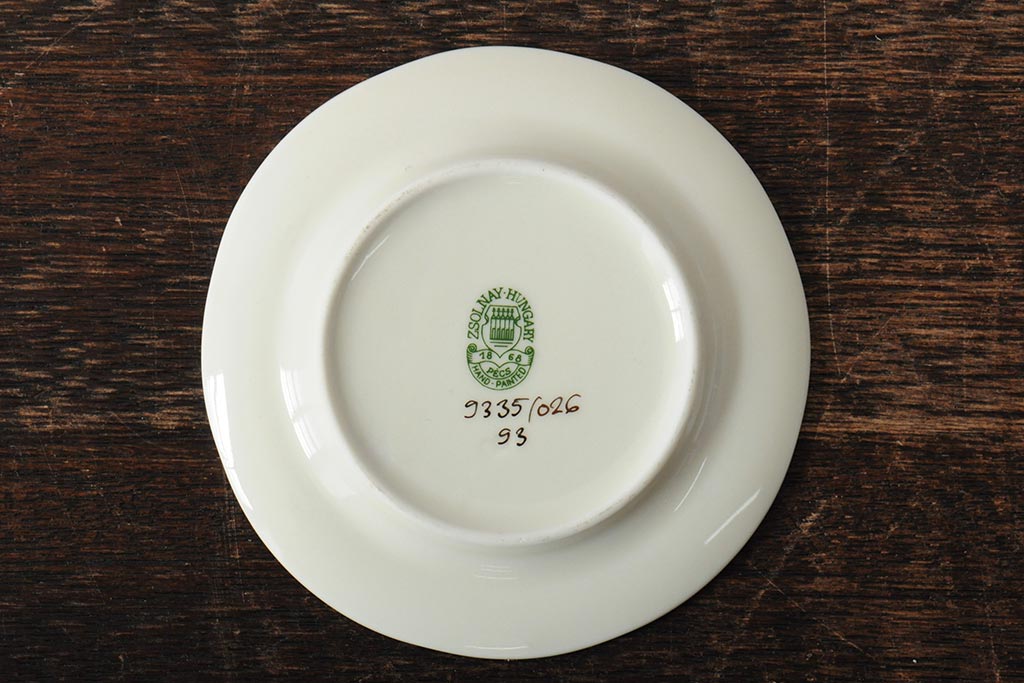 中古　ハンガリー　zsolnay(ジョルナイ)　ハンドペイント　食器3点セット(シュガーポット、小物入れ、小皿、西洋陶磁器)(R-043956)
